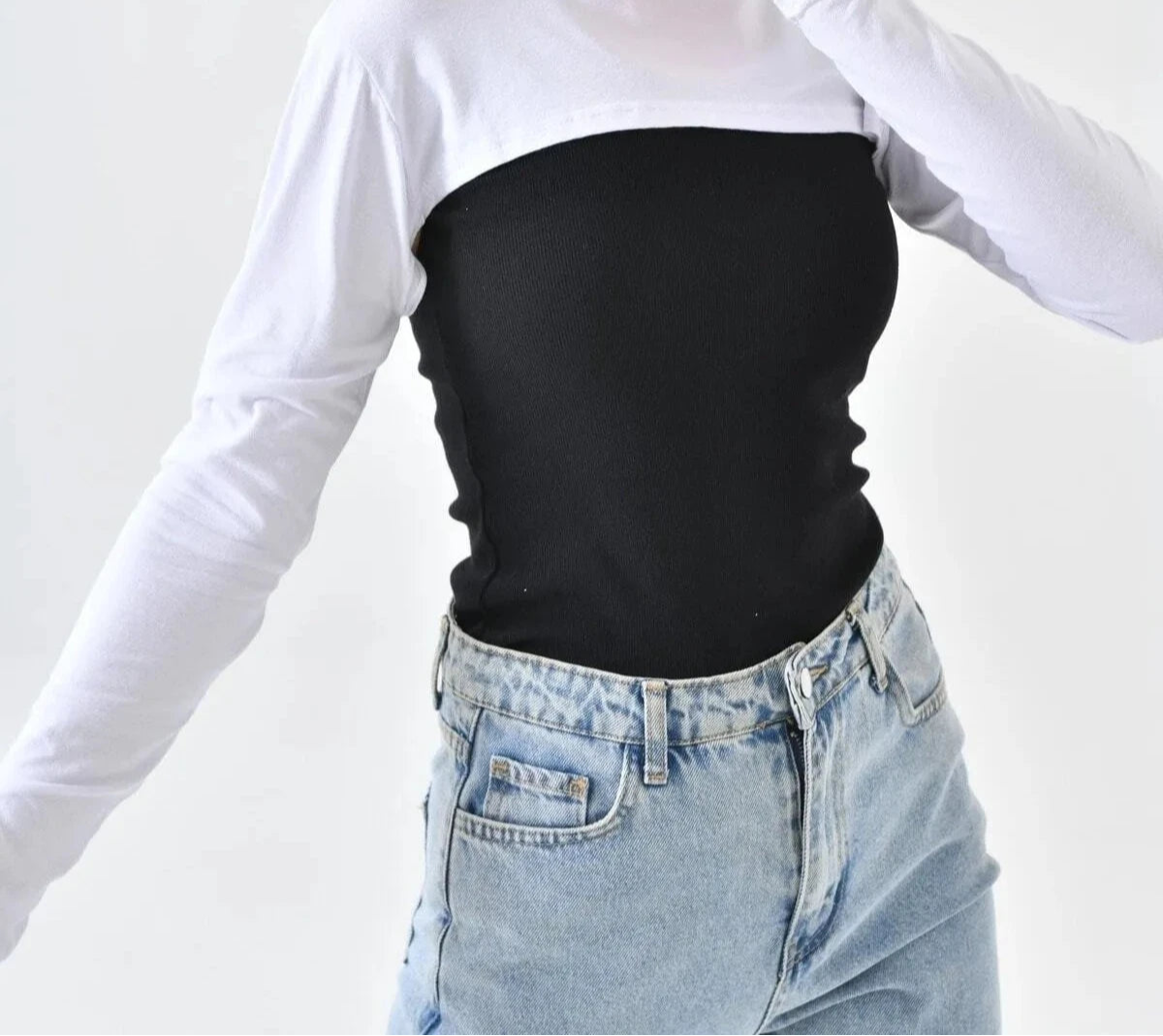 Long Sleeves Crew Neck Shrug - Chaddors