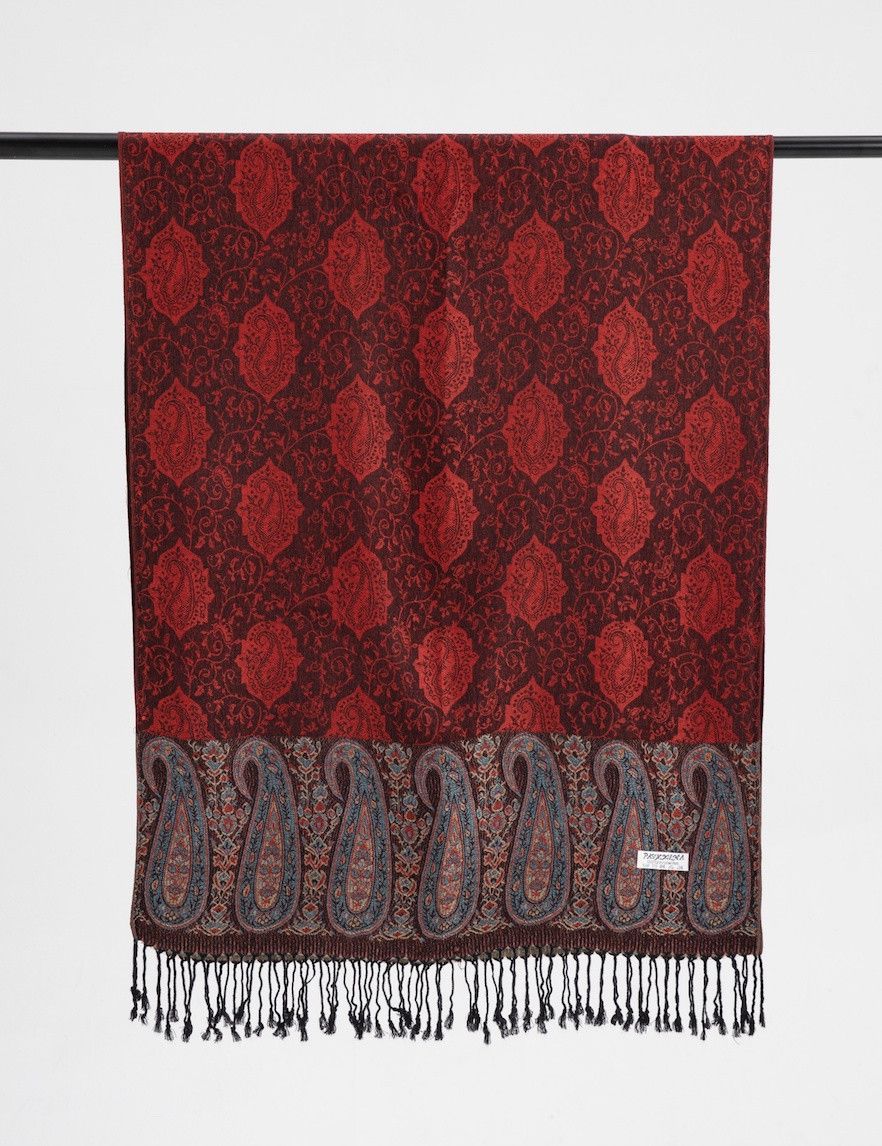 Maroon Border Pashmina