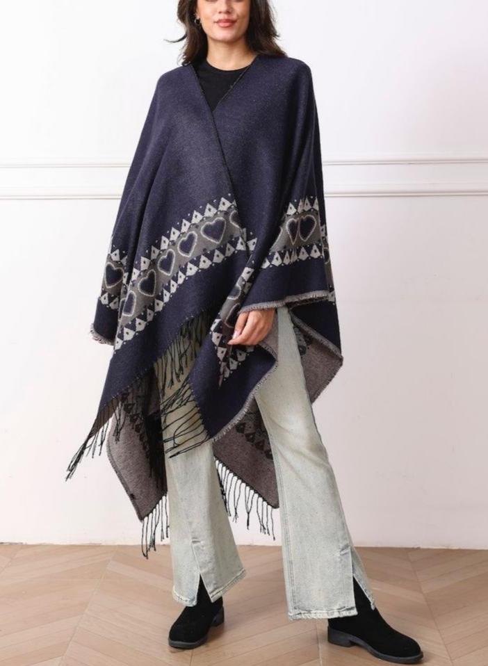 Navy and Grey Reversible Cape - Chaddors