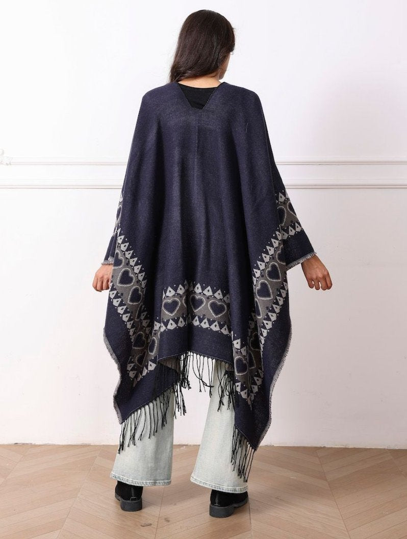 Navy and Grey Reversible Cape - Chaddors