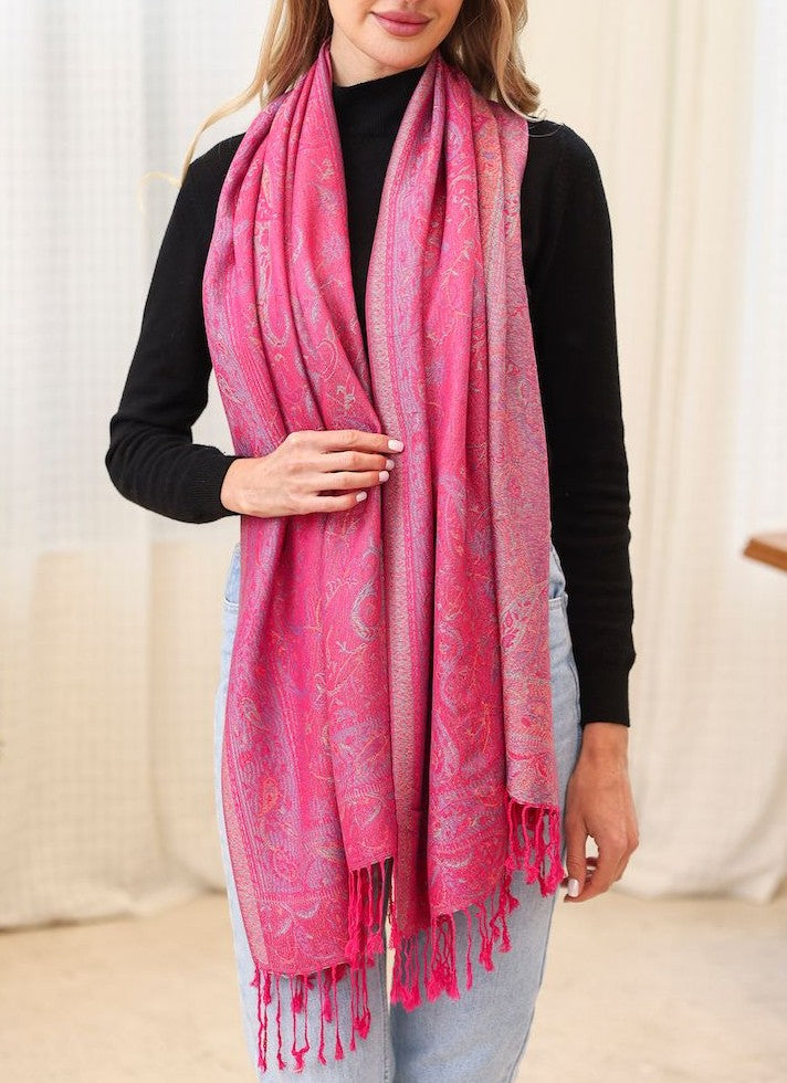 Fuchsia Print Pashmina