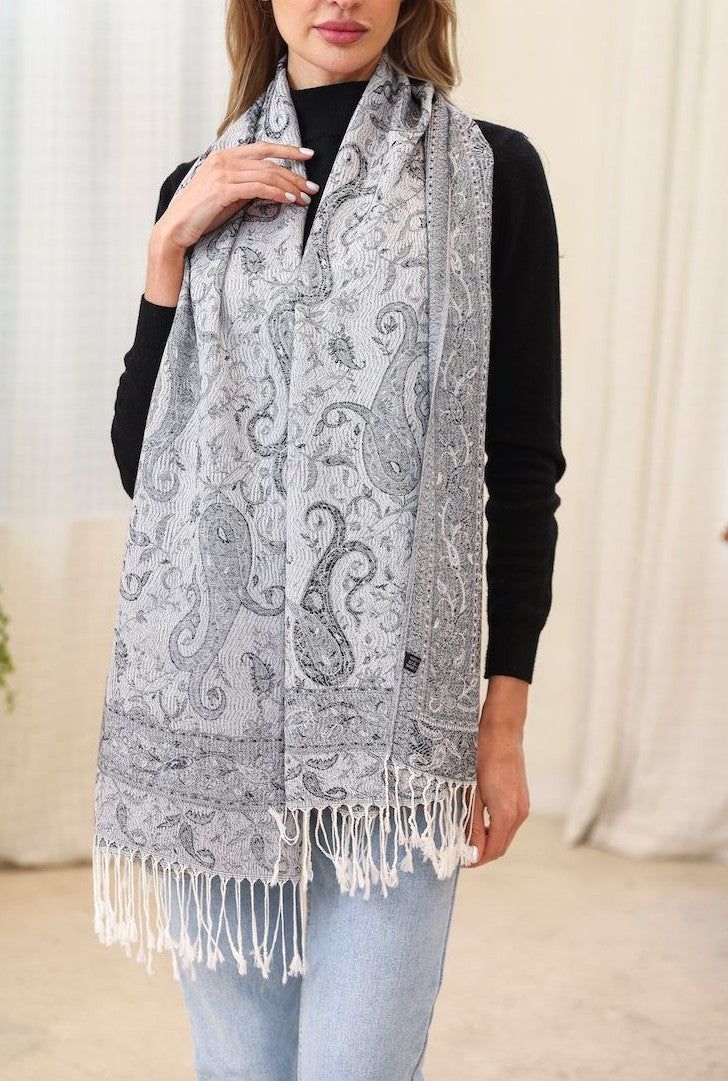 White Print Pashmina