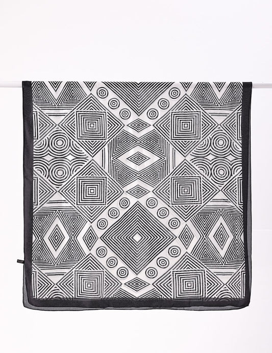 Geometric Black & White Hijab