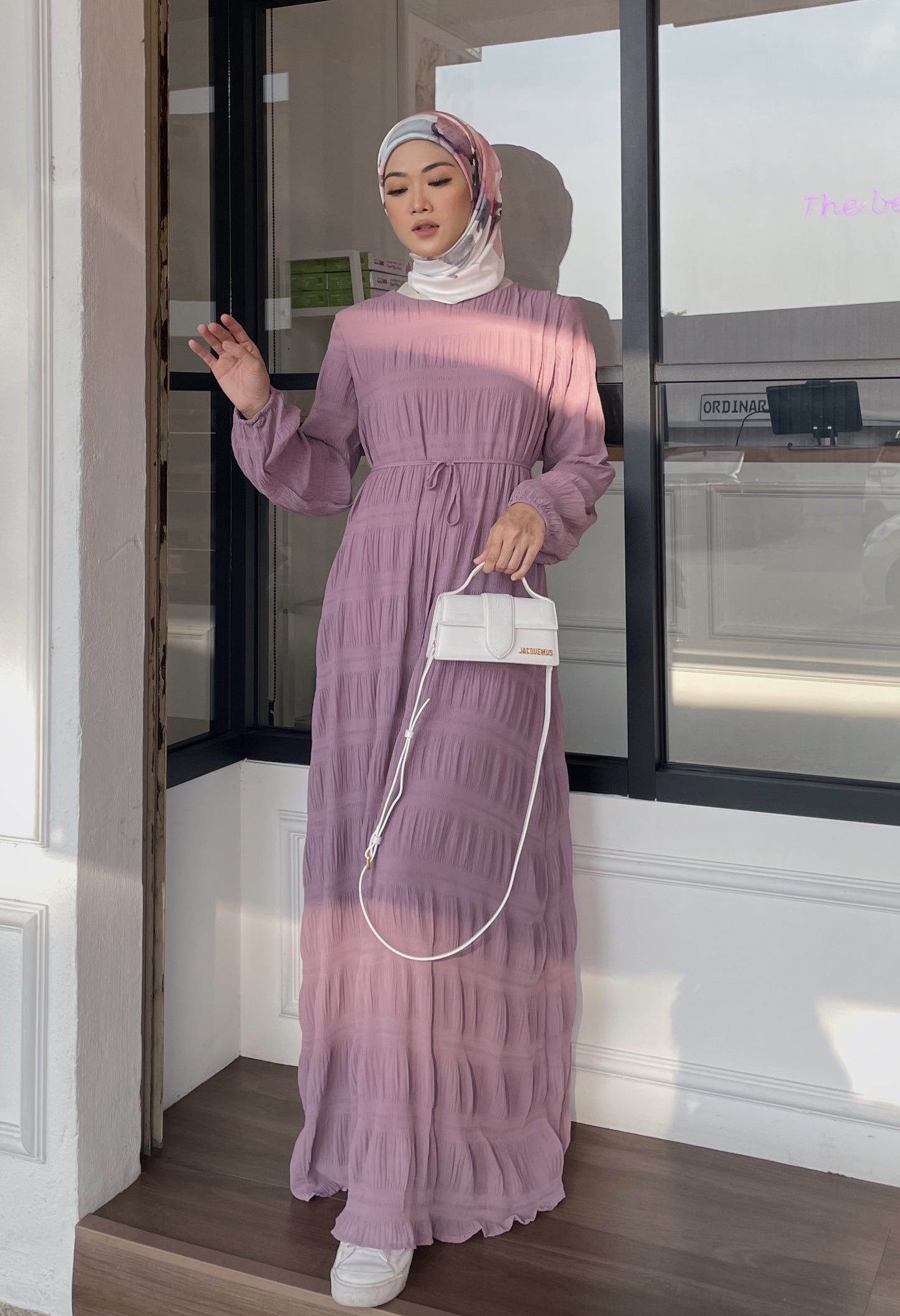 Orchid Crinkle Chiffon Dress