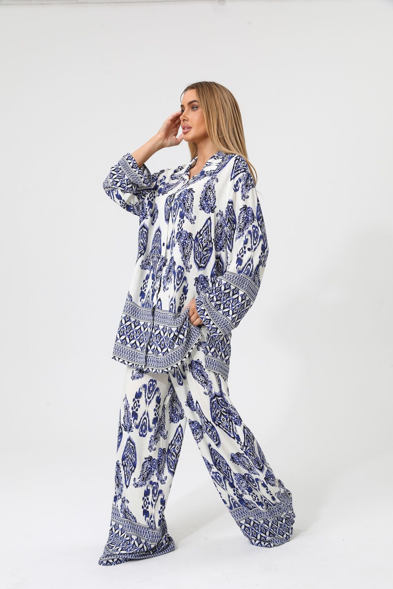 Blue Relaxed Fit Two Piece Lounge Set - Chaddors
