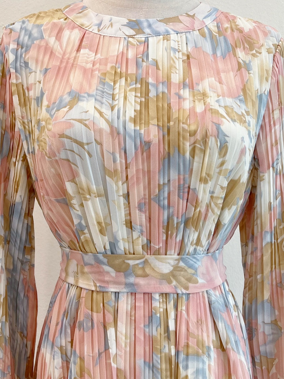 Peach Print Chiffon Dress
