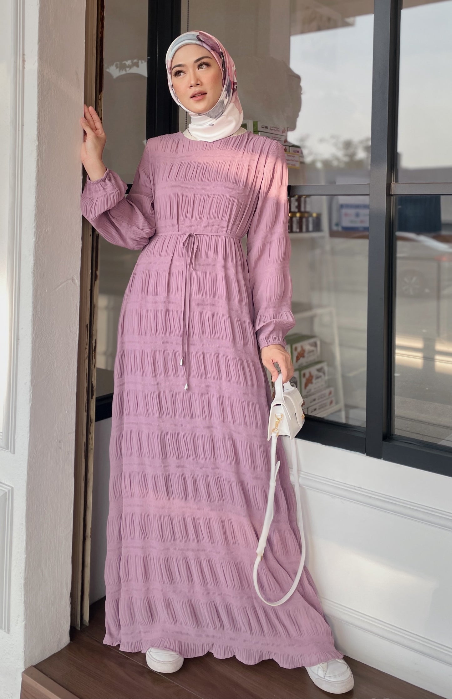 Orchid Crinkle Chiffon Dress