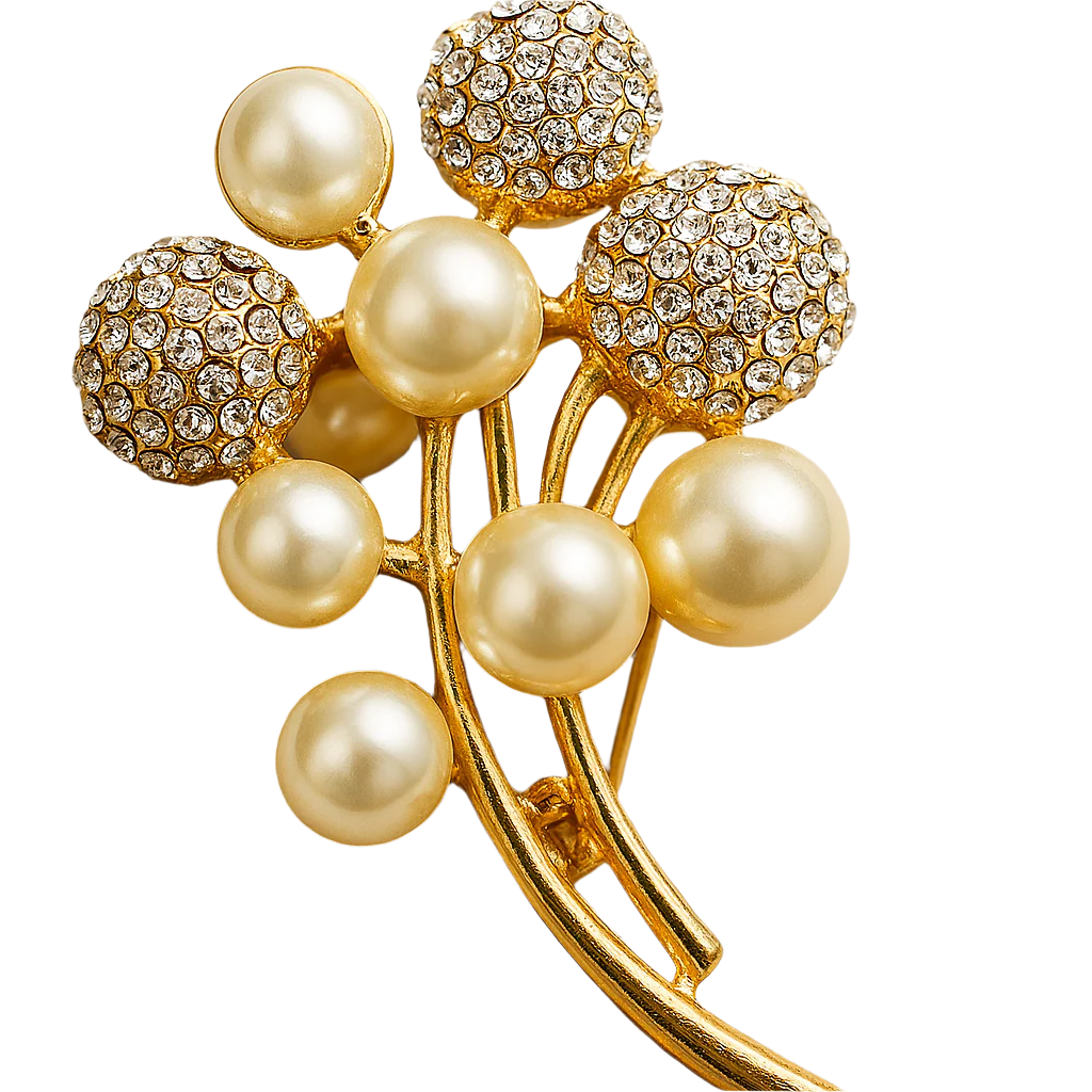 Gold Pearl Bouquet Brooch