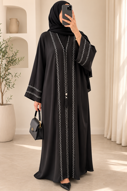 Black zoom fabric Dubai Abaya