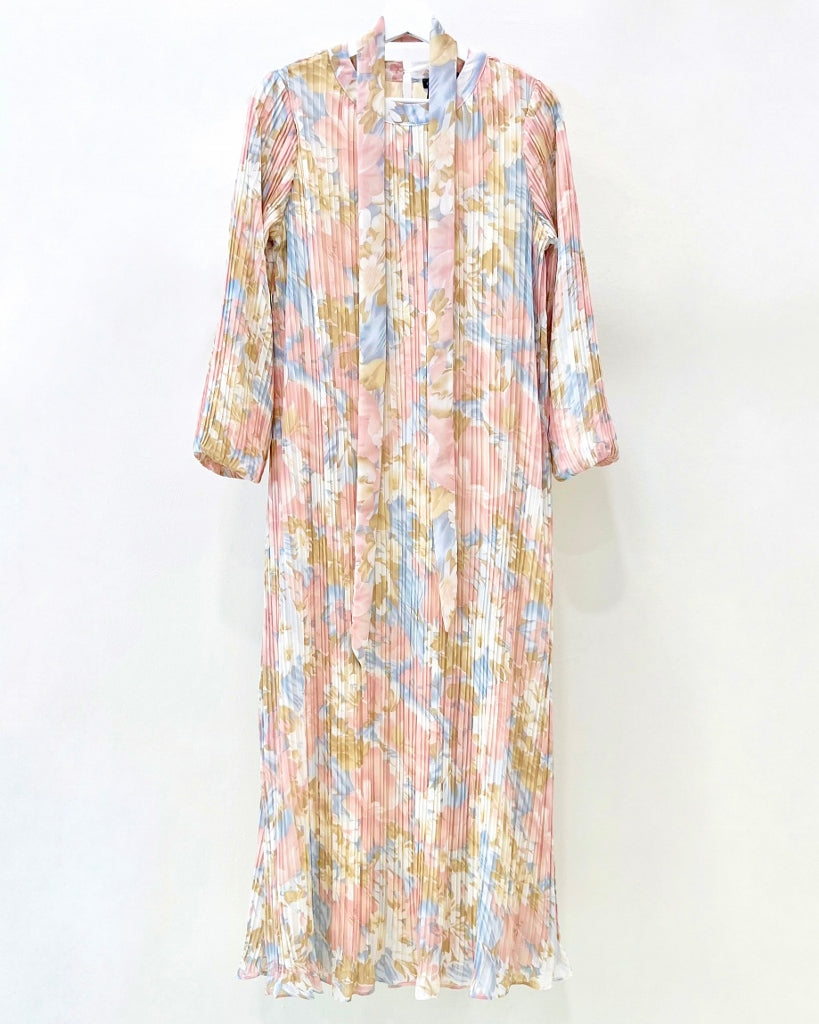 Peach Print Chiffon Dress