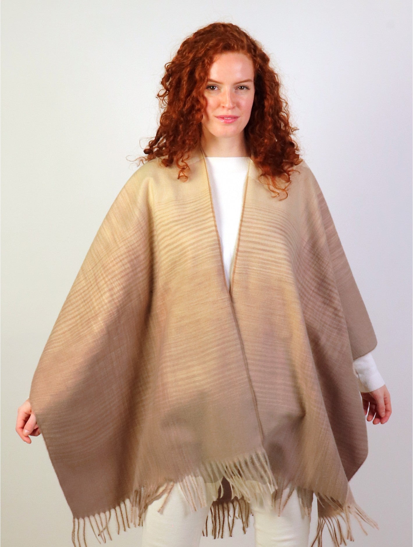 Beige Gradient Pattern Cape