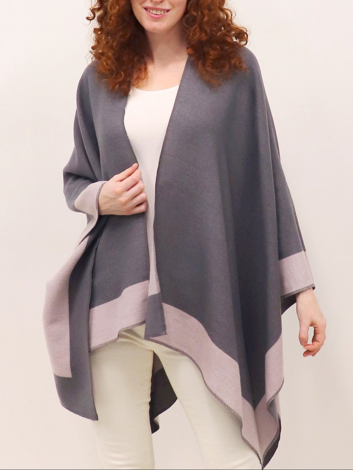 Pink and Gray Reversible Cape