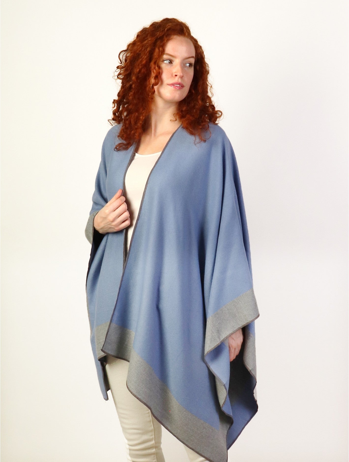 Blue and Grey Reversible Cape