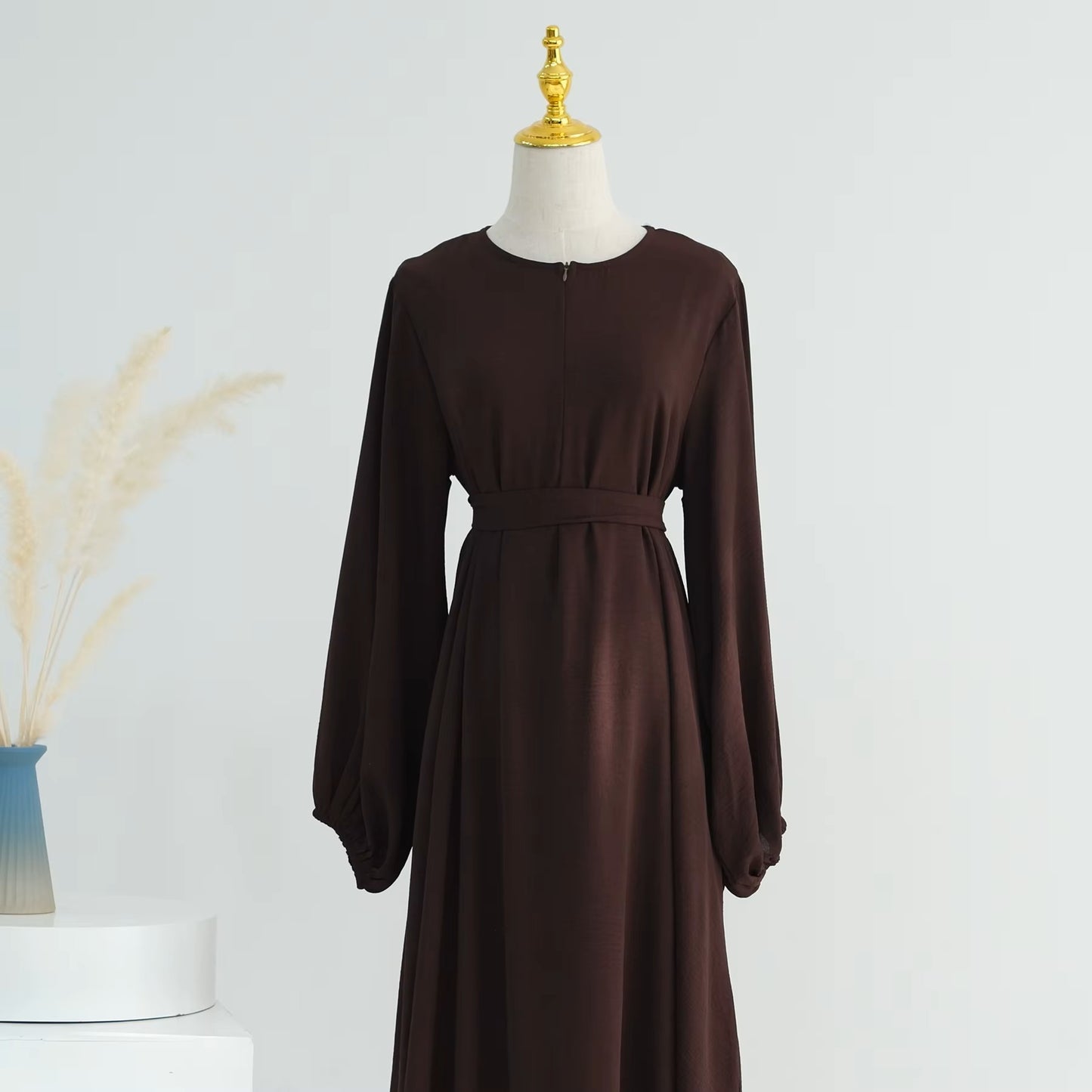 Front Zipper Chocolate Abaya Dress
