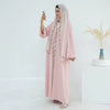 Blush Pink Lace Trim Abaya