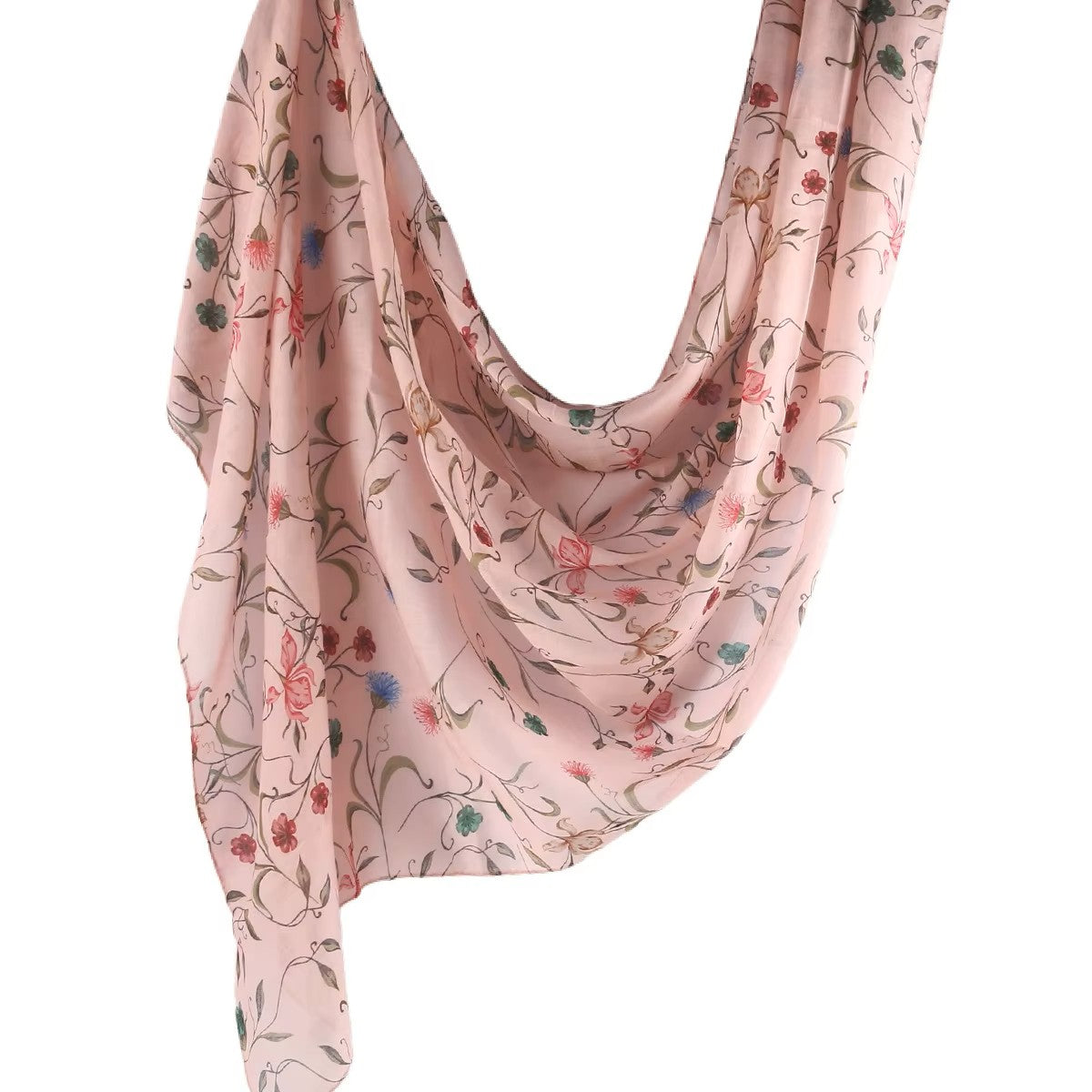 Light Pink Floral Modal Viscose Hijab