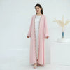 Blush Pink Lace Trim Abaya