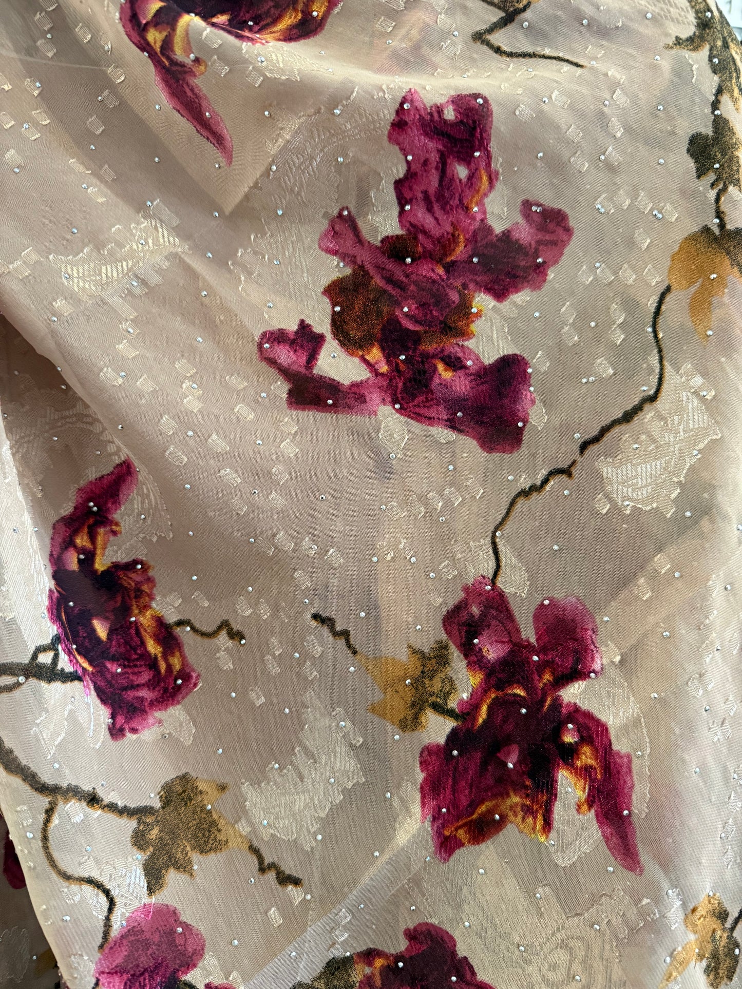 Rose Gold Luxury Double Layer Floral Abaya – Dubai Collection