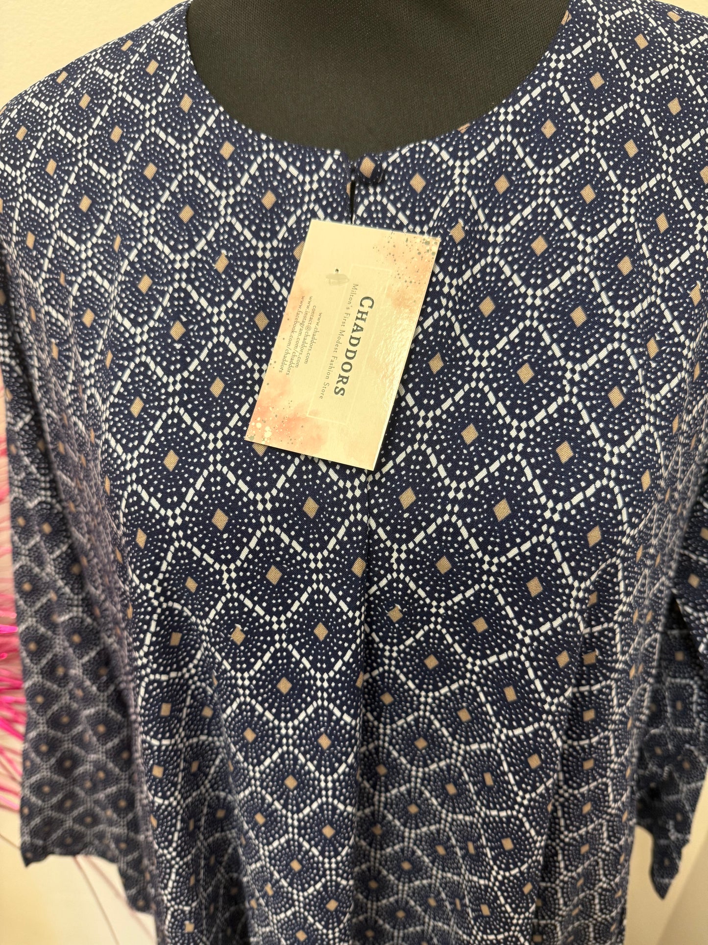 Navy Print Hajj Abaya
