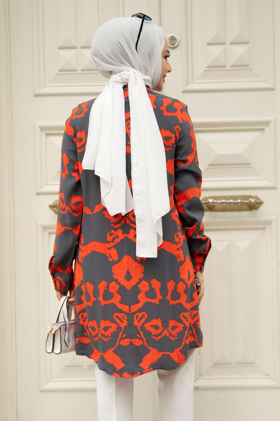 Orange Print Turkish Top - Chaddors