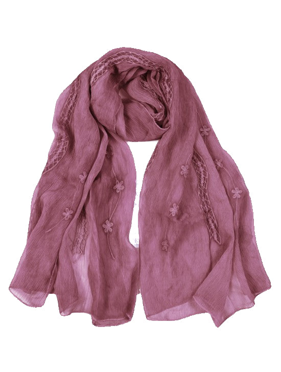 Pink Embroidered Viscose Hijab