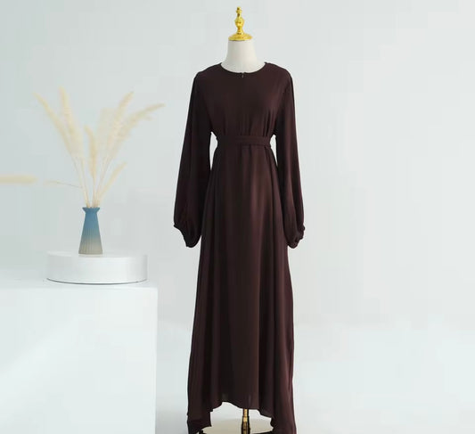Front Zipper Chocolate Abaya Dress - Chaddors