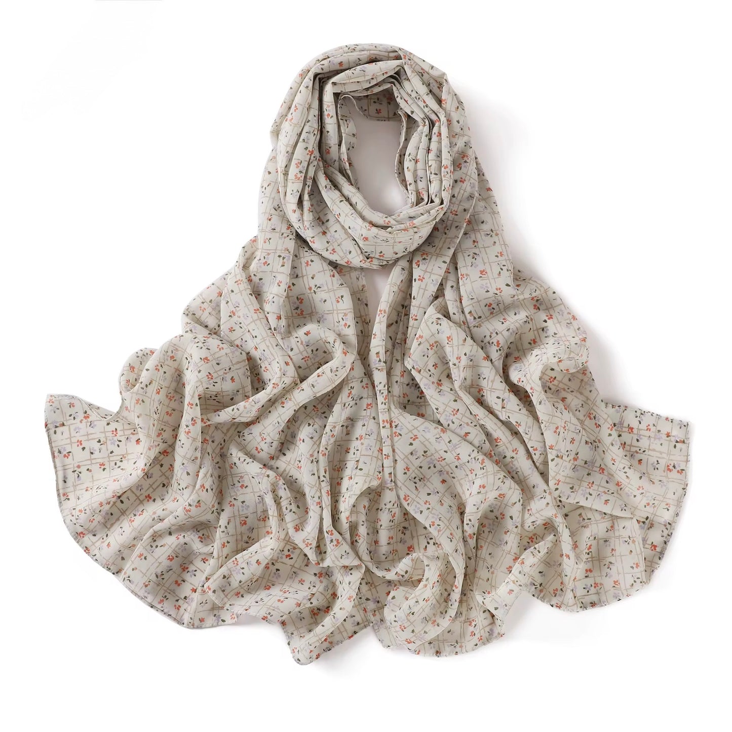 Printed Chiffon Hijab (1) + - Chaddors