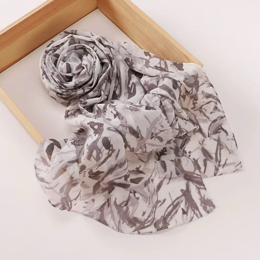 Printed Chiffon Hijab (2) + - Chaddors