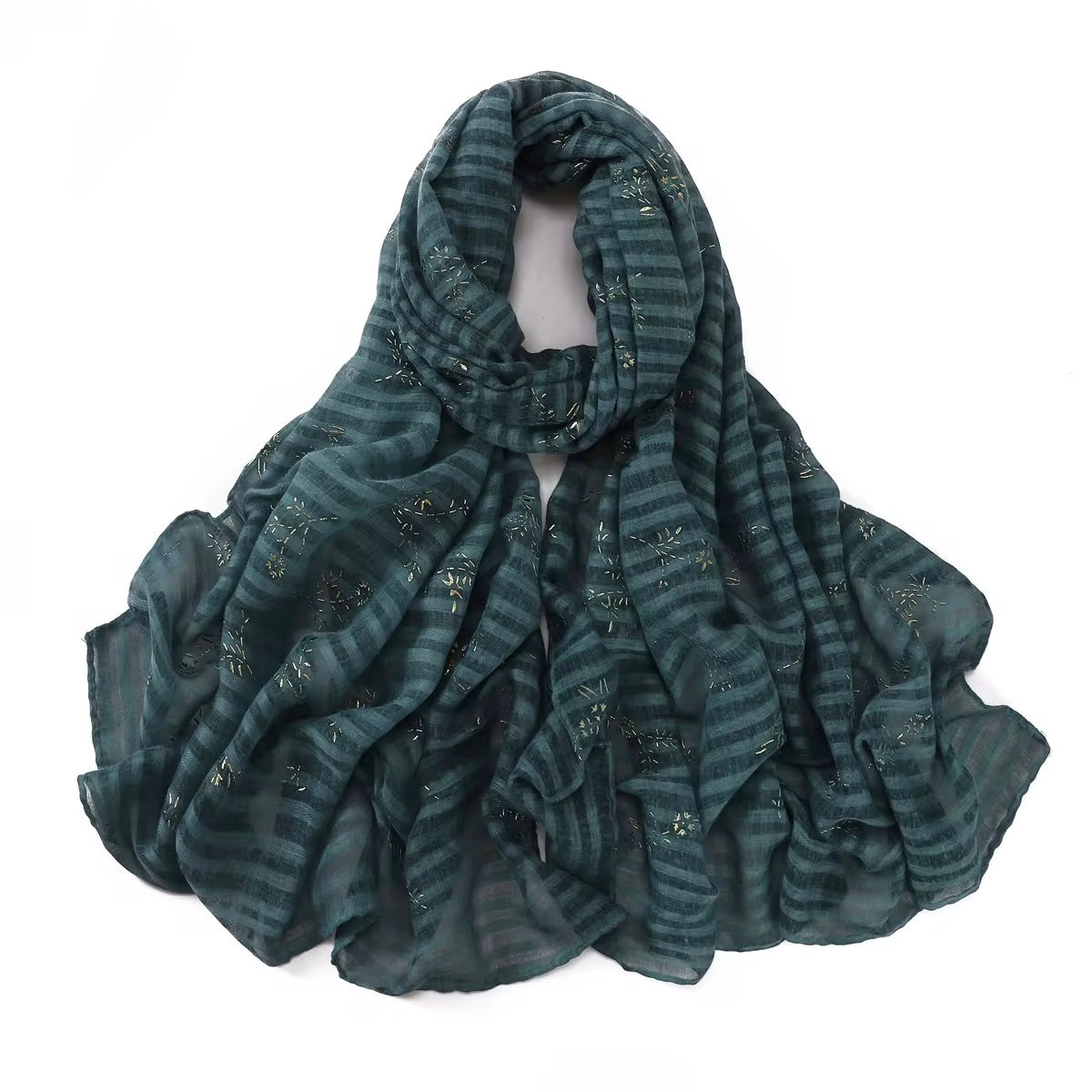 Foil-Printed Striped Hijabs +