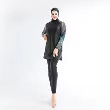 Black Matrix Design Sleeves Burkini - Chaddors