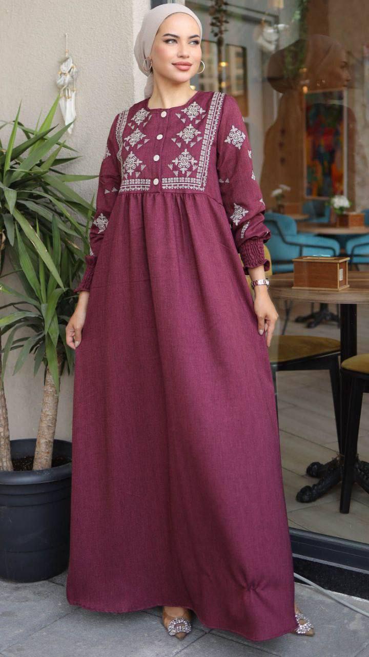 Pink Embroidered Abaya Dress