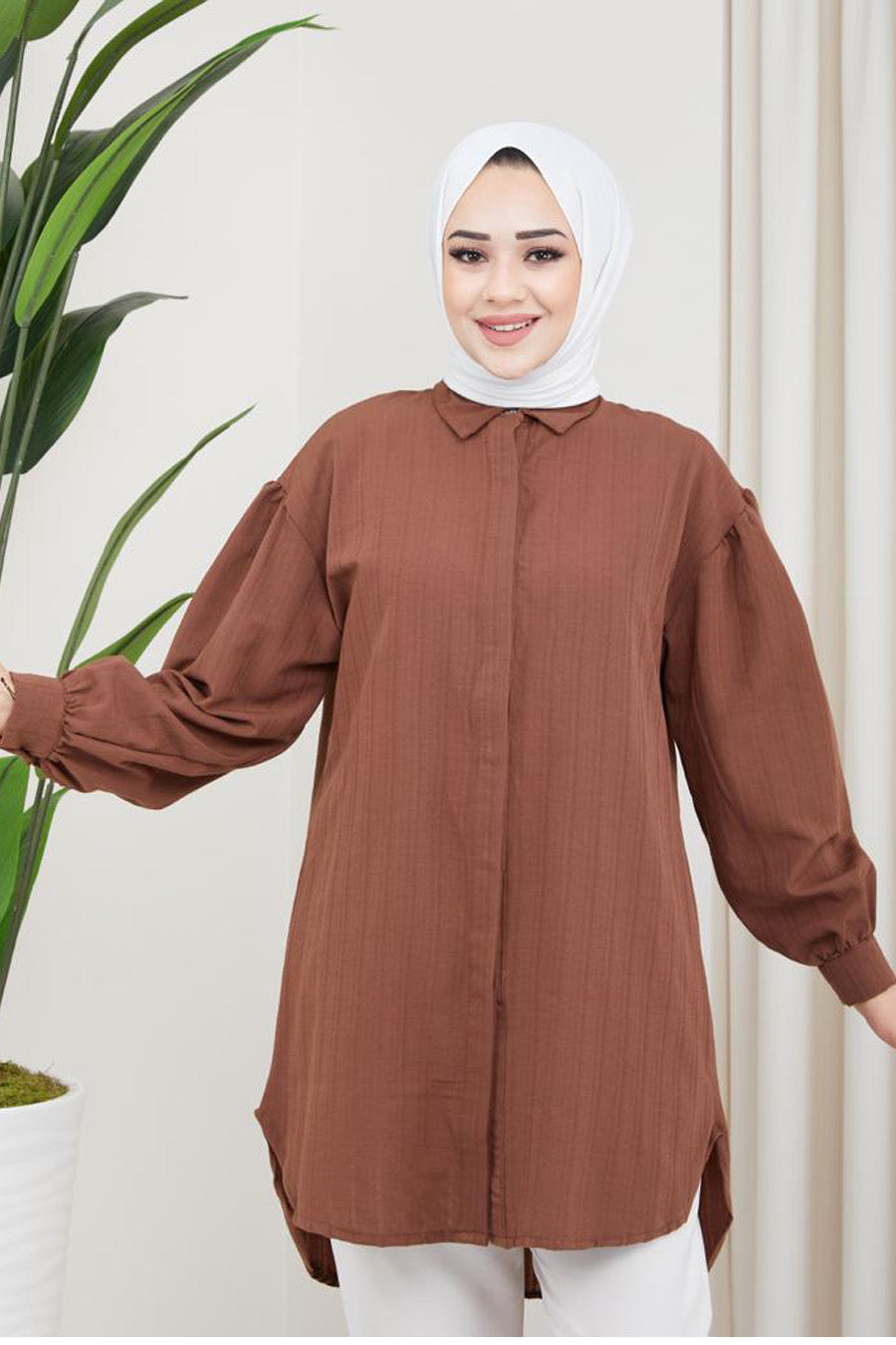 Brown Front Open Turkish Tunic