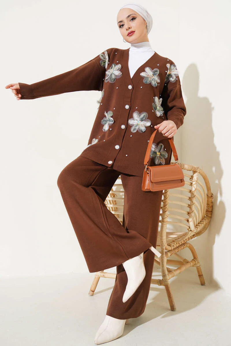 Chocolate Flowers Knitted Co-ord - Chaddors