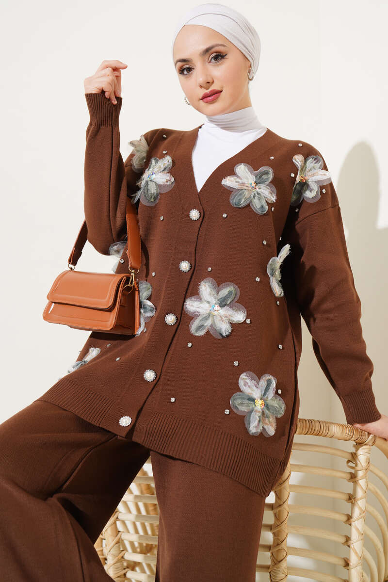 Chocolate Flowers Knitted Co-ord - Chaddors