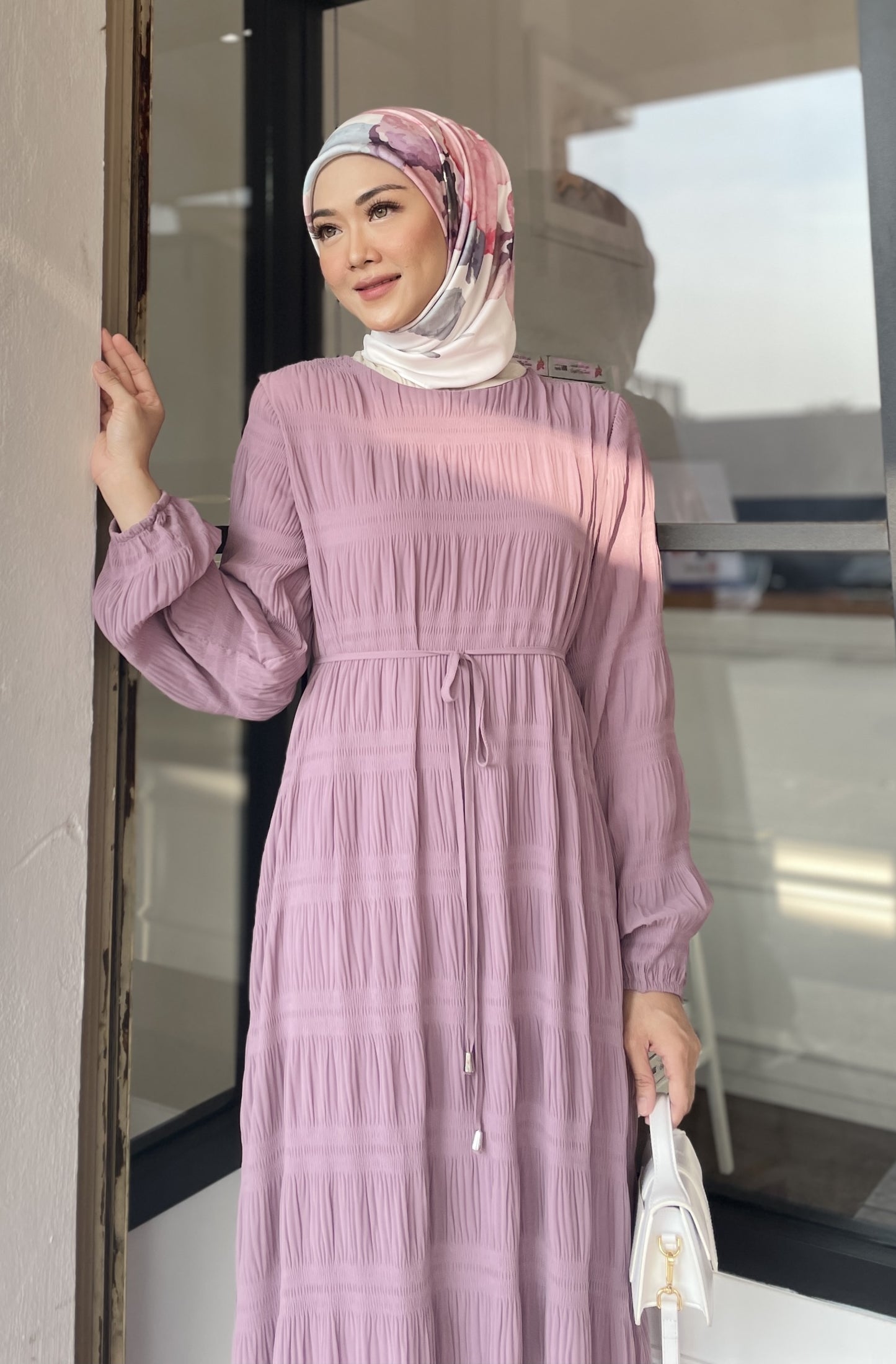 Orchid Crinkle Chiffon Dress