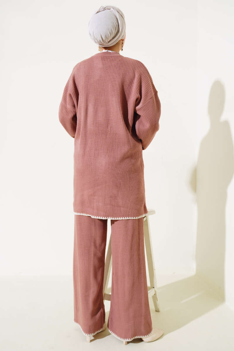 White Design Detail Tea Pink Knitted Co-ord