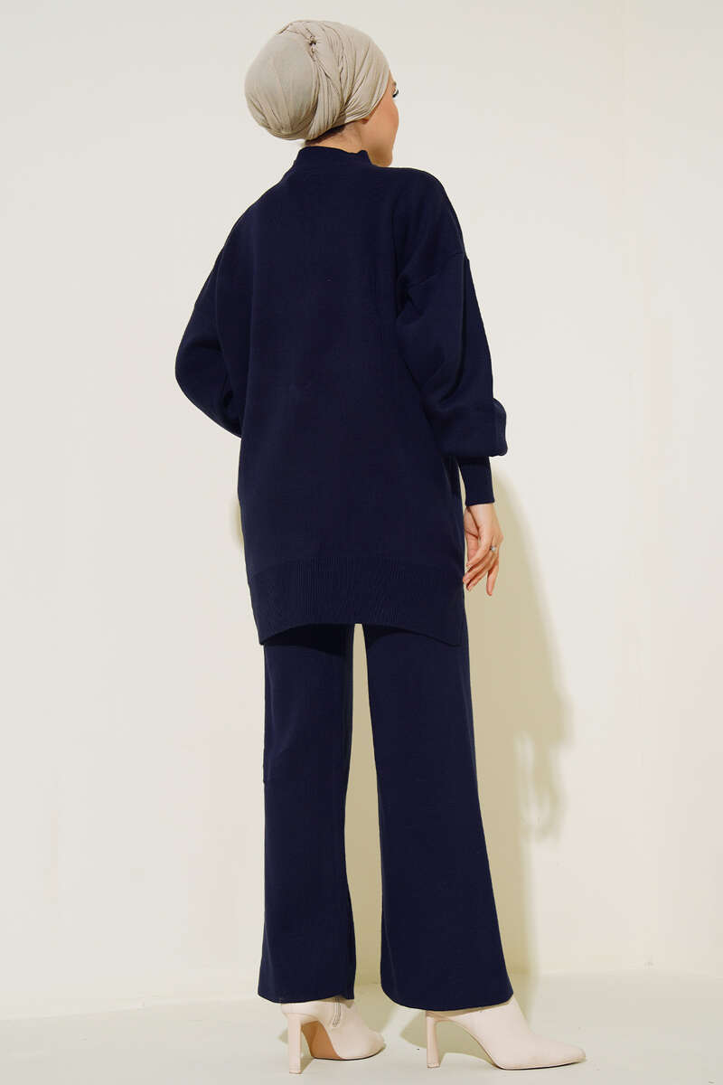 Navy Pearls Detail Knitted Co-ord