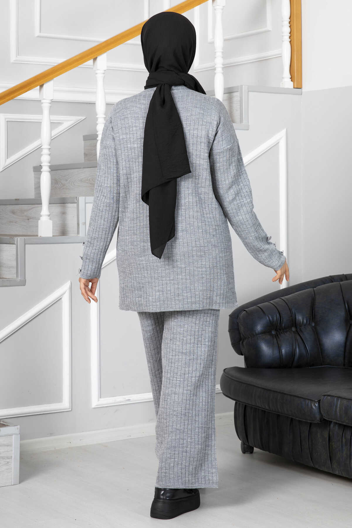Gray Double Knitted Design Co-ord - Chaddors