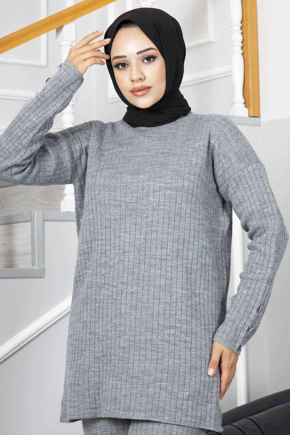 Gray Double Knitted Design Co-ord - Chaddors