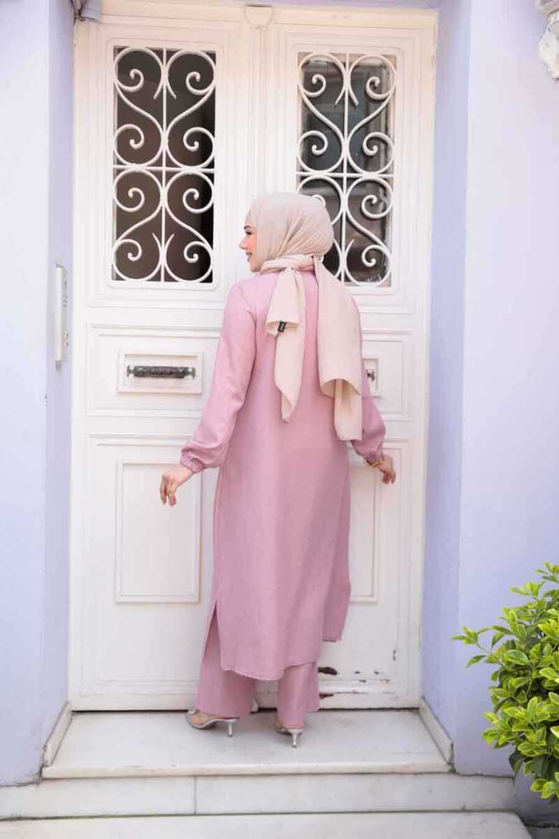 Dusty Rose Full-Length Buttoned Modest Dual Set