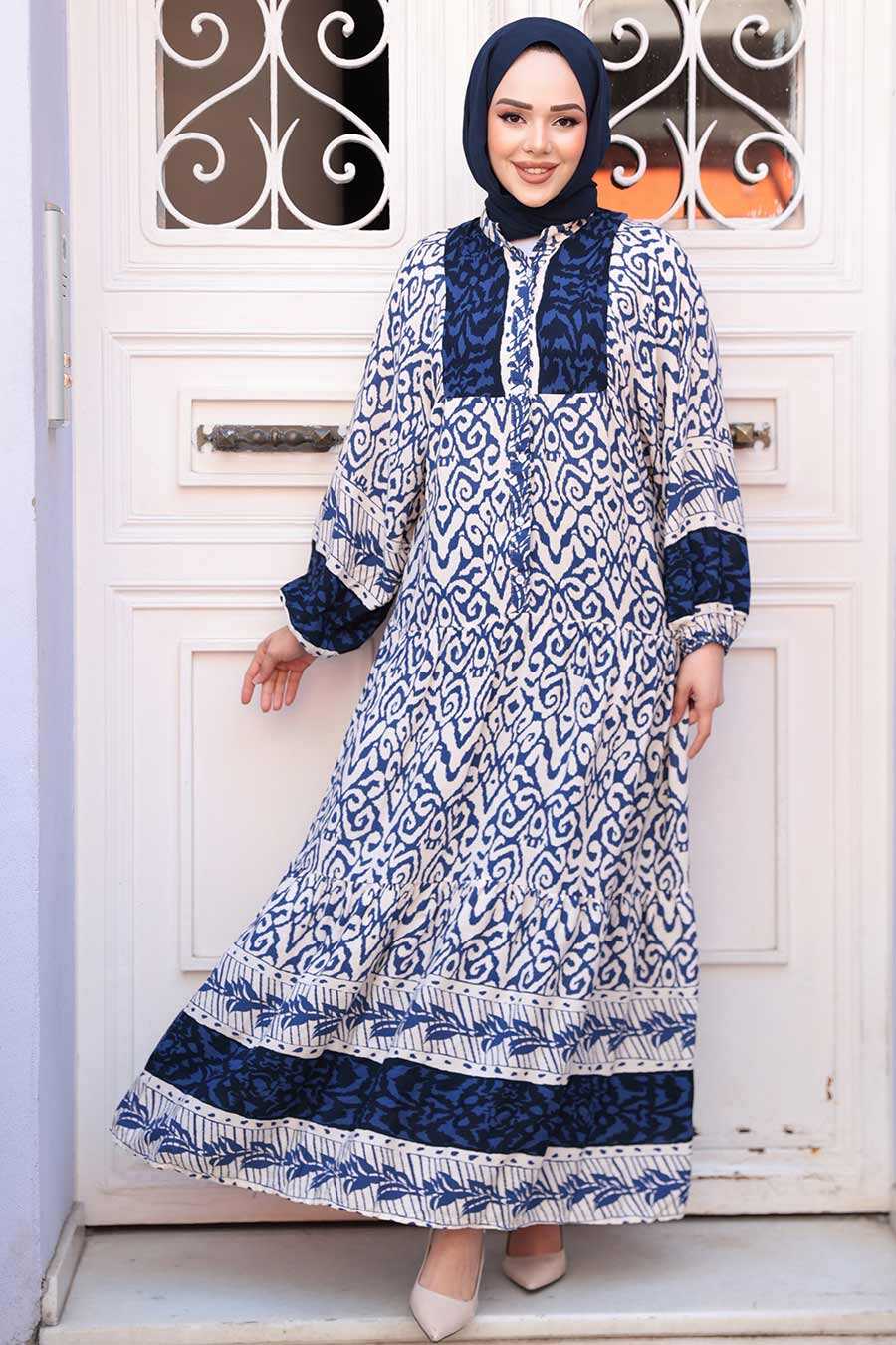 Navy Blue Floral Dress – Chaddors