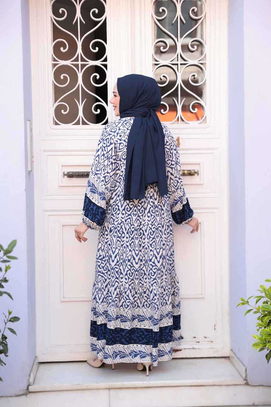 Navy Blue Floral Dress - Chaddors