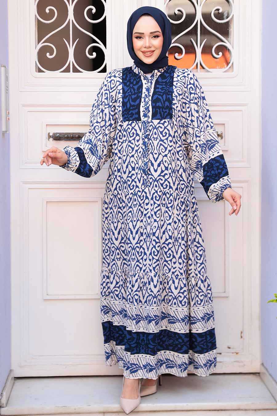 Navy Blue Floral Dress