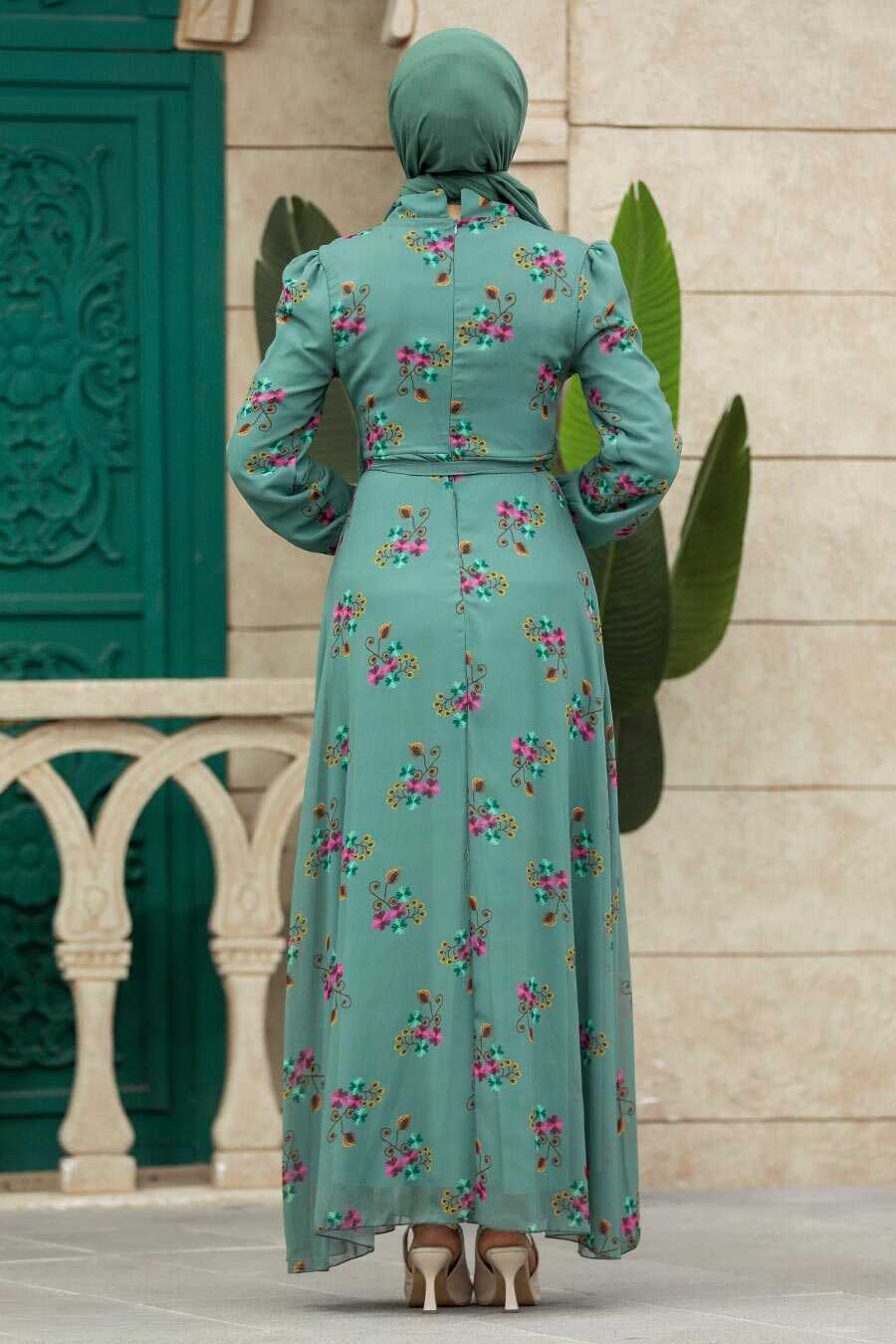 Aster Teal Turkish Dress