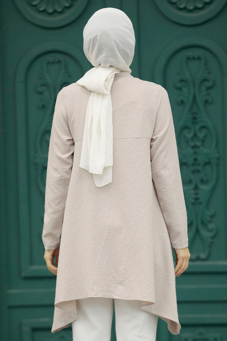 Pearl Detail Beige Turkish Top