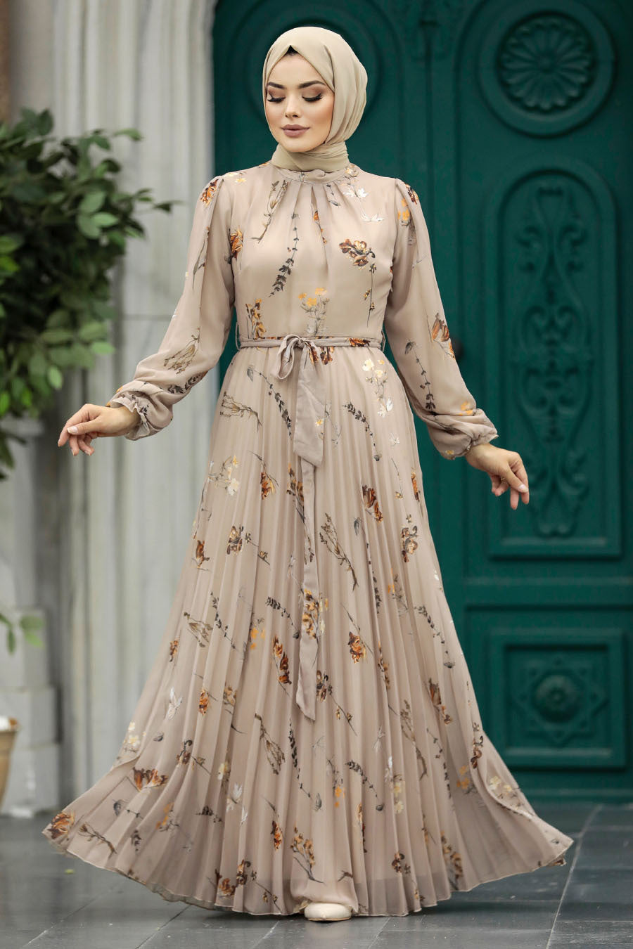 Mink Printed Turkish Dress