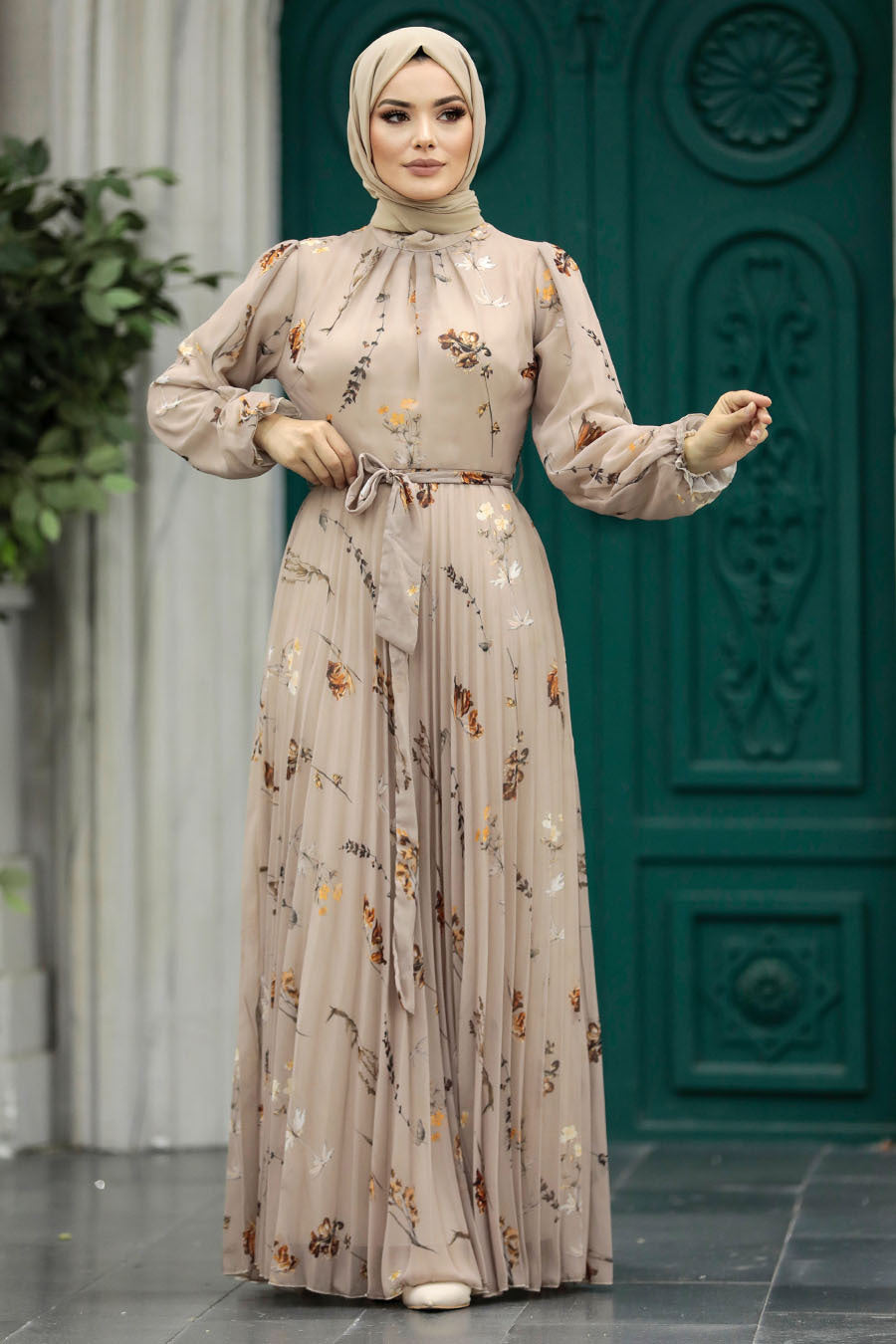 Mink Printed Turkish Dress