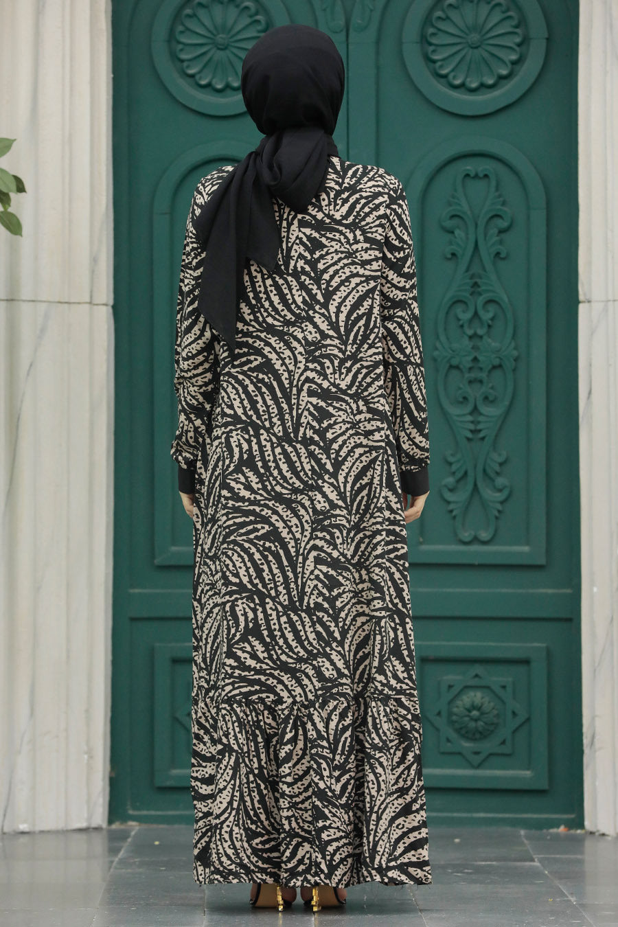 Beige and Black Summer Dress