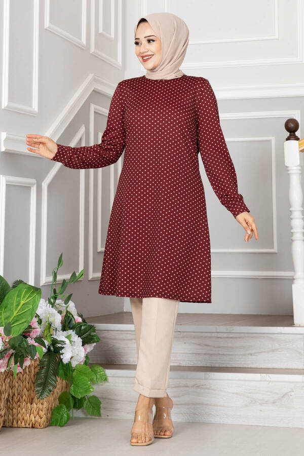 Maroon Polka Dots Turkish Tunics