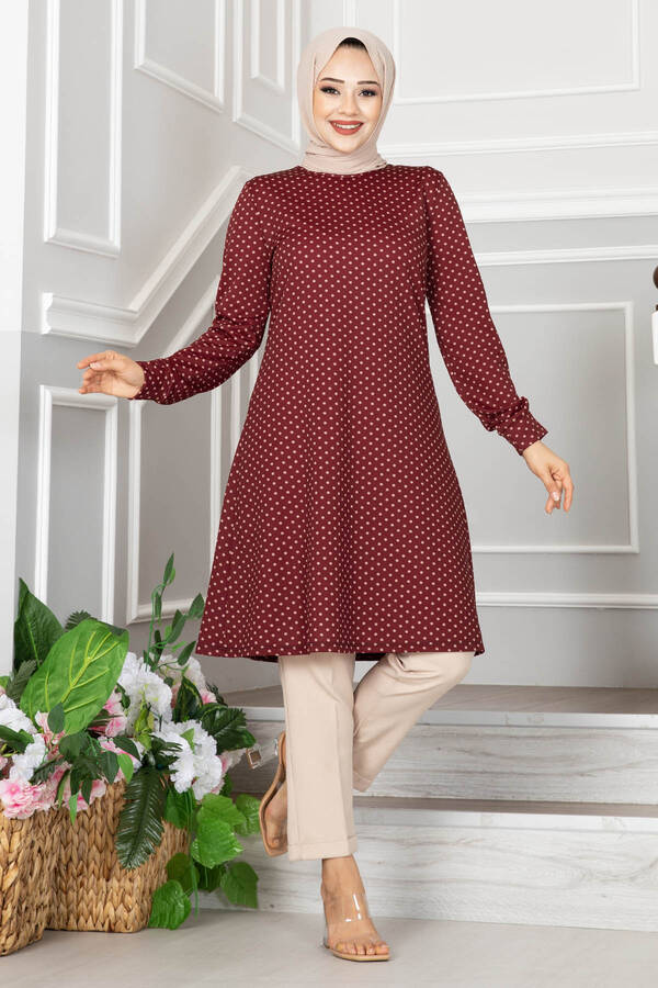 Maroon Polka Dots Turkish Tunics